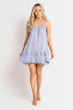 Sunseeker Summer Stripe Ruffle Hem Dress